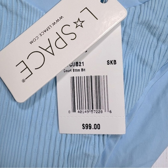 L*Space | Pointelle Rib Court Bitsy Bottom In Sky Blue | S - Picture 9 of 13